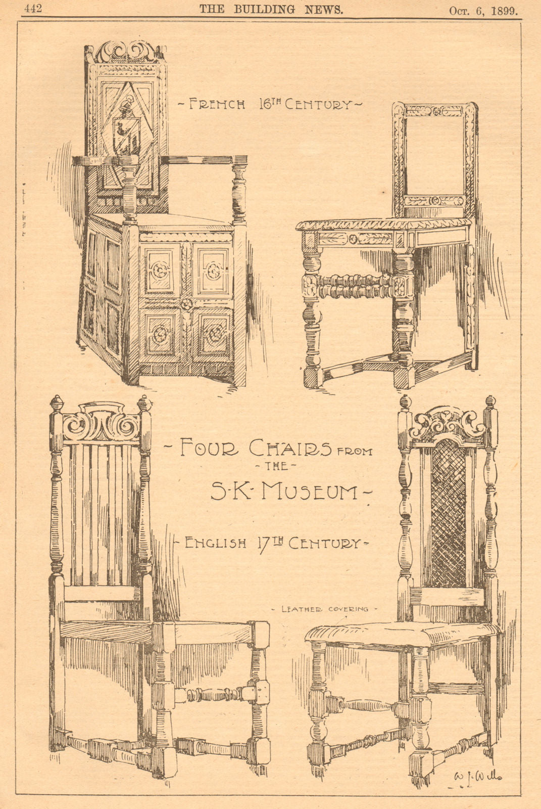 Victoria & Albert Museum furniture. 16-17th century English French chairs 1899